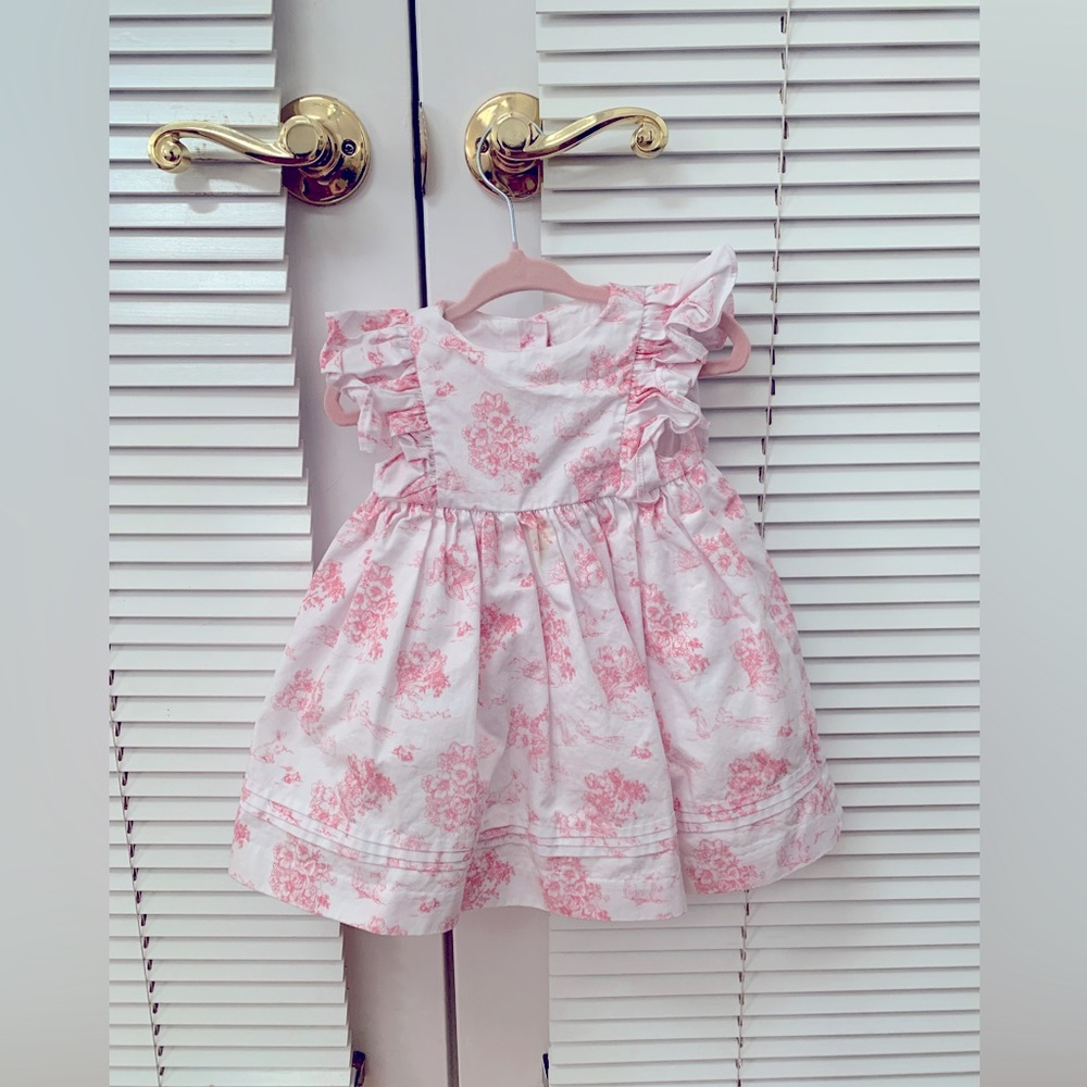 Janie and Jack Pink Toile Party Dress - 6-12M